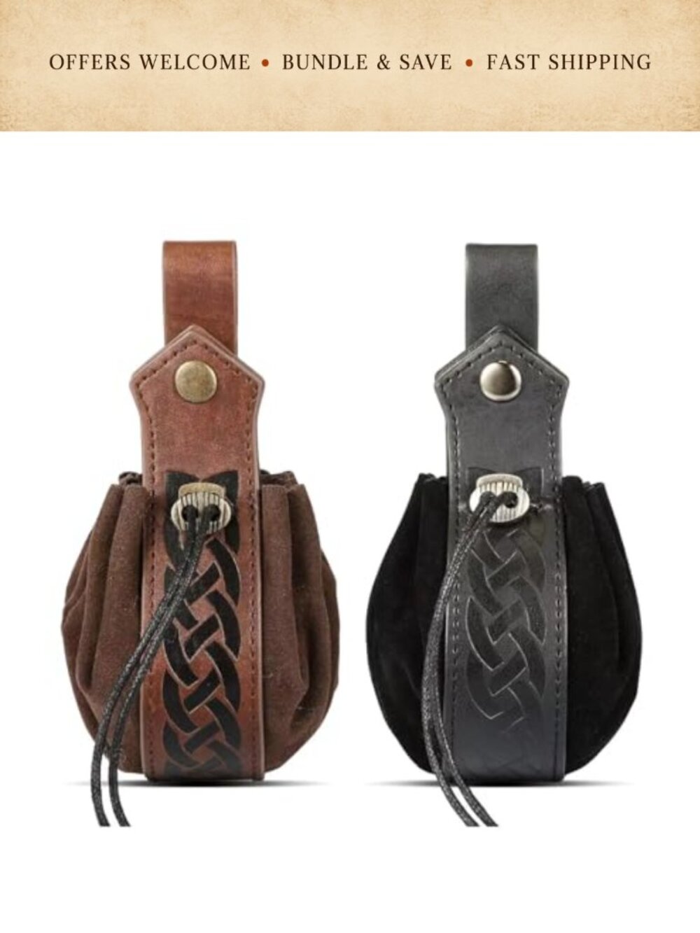Medieval Faux Leather Pouch Drawstring Wallet Fanny Pack Dice Bag Renaissance